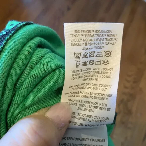 Boden Floral Dress Size 12 L Green Floral Jersey Short Balloon Sleeve Modal - Picture 9 of 9